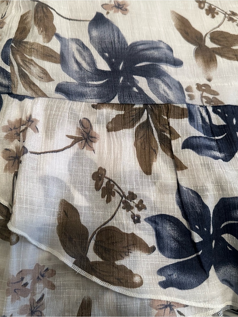 PAPA Vancouver Light Blue/Brown/Ivory Lined Dress with bottom ruffle & pockets - Picture 6 of 7